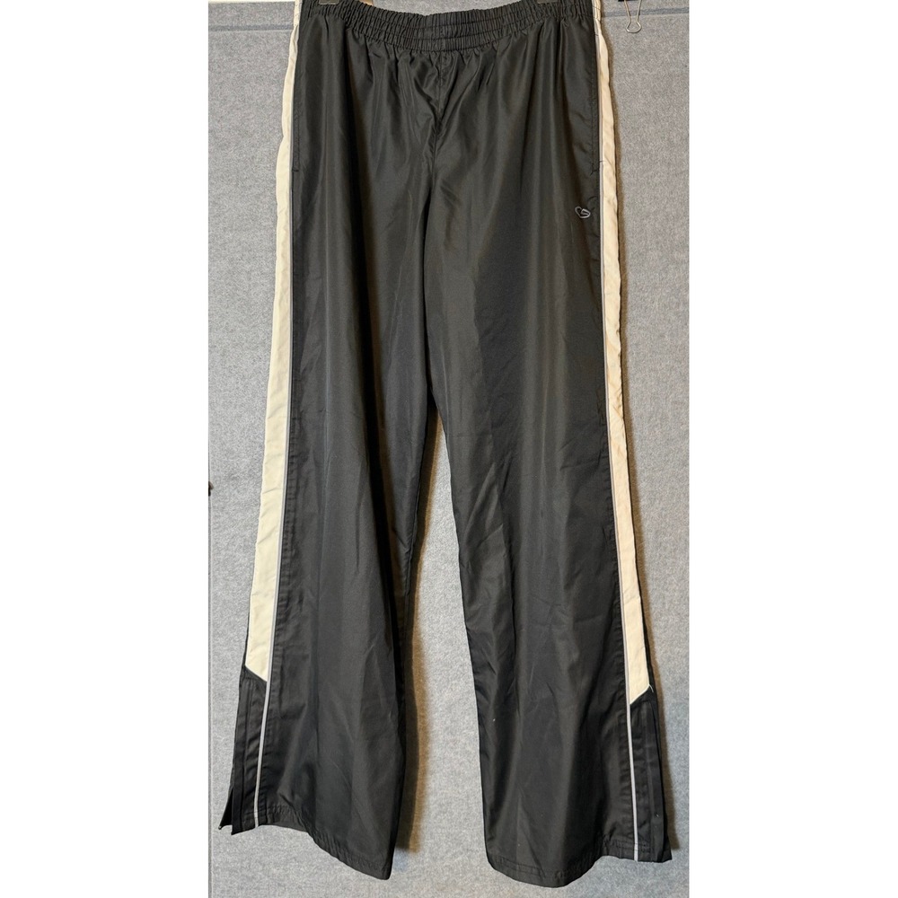 Champion Track Pants XL Black White Stripe Ankle Zip Athletic Windbreaker Retro
